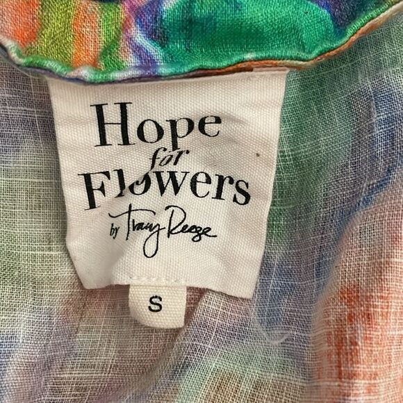 Hope for Flowers by Tracy Reese Organic Linen Watercolor Tiered Mini Dress Sz S - Picture 9 of 10